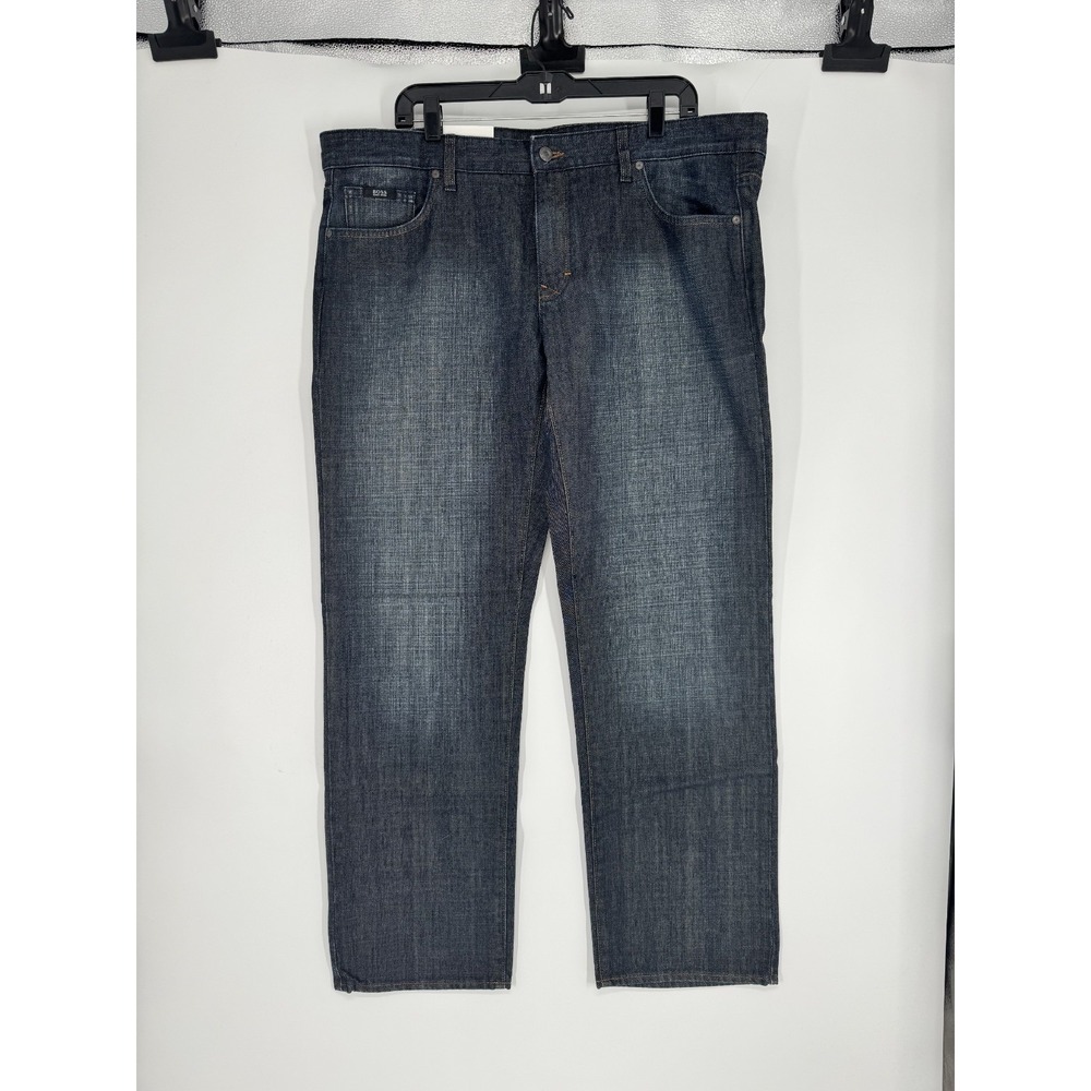 Hugo Boss Kansas Jeans Mens‎ 40x32 Denim Regular Fit Straight Leg Black Faded